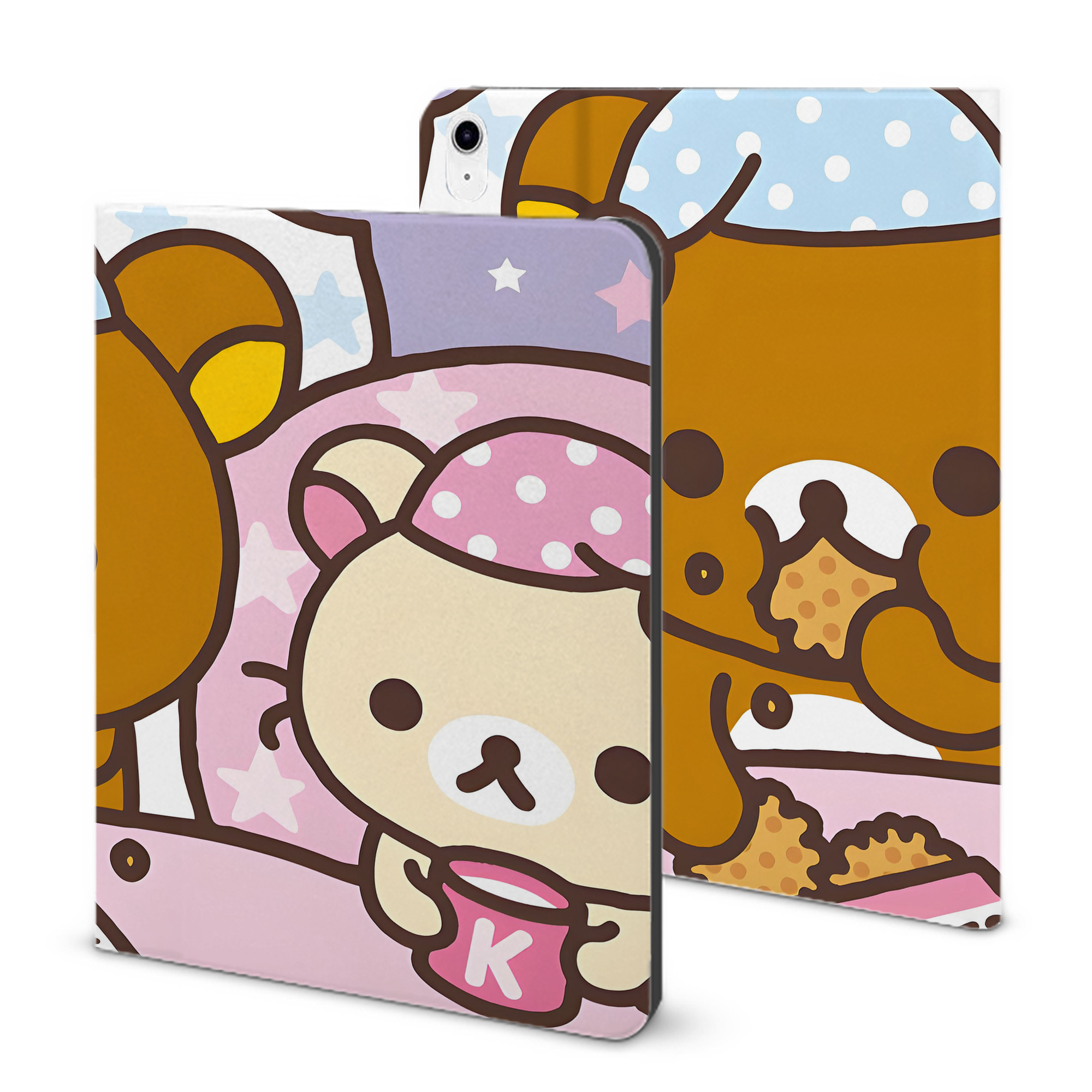 （画像用） リラックマ リラックマ キイロイトリ Rilakkuma Korilakkuma Kiiroitori IPad ケース ブック型 PUレザー TPU 耐衝撃 軽量 薄型 ペン収納なし 全面保護 IPad 各モデル対応